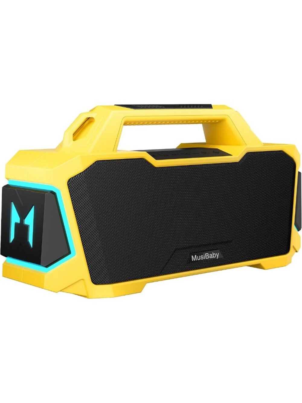 80W Portable Bluetooth Speaker - Loud Bass, IPX6 Waterproof, Yellow Design